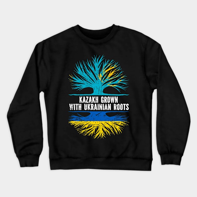 Kazakh Grown with Ukrainian Roots Flag Crewneck Sweatshirt by silvercoin